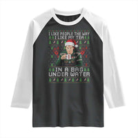 Funny Christmas Crime Drama Raglan Shirt I Like People The Way I Like My Tea In A Bag Under Water - Wonder Print Shop