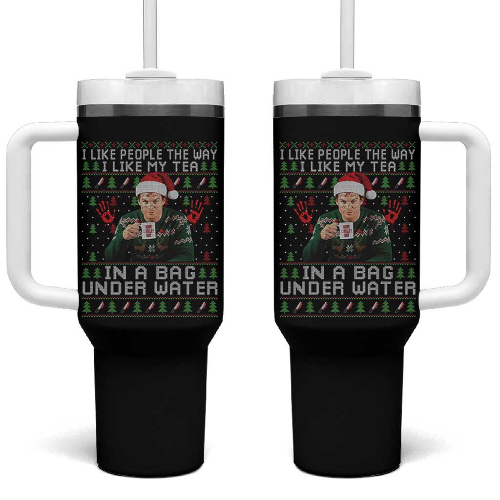 Funny Christmas Crime Drama Tumbler With Handle I Like People The Way I Like My Tea In A Bag Under Water - Wonder Print Shop
