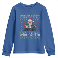 Funny Christmas Crime Drama Youth Sweatshirt I Like People The Way I Like My Tea In A Bag Under Water - Wonder Print Shop