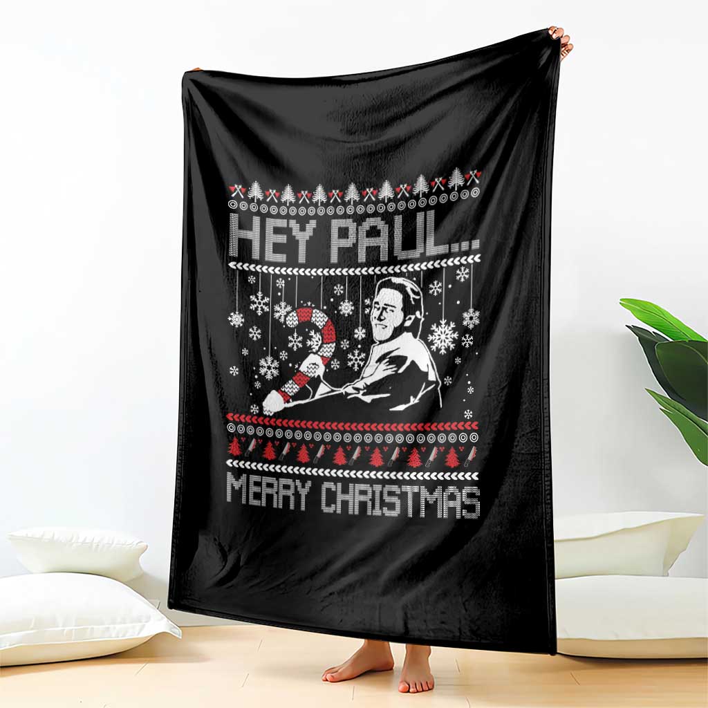Funny Christmas Psycho Throw Blanket Hey Paul Merry Christmas Serrial Killer Movie - Wonder Print Shop