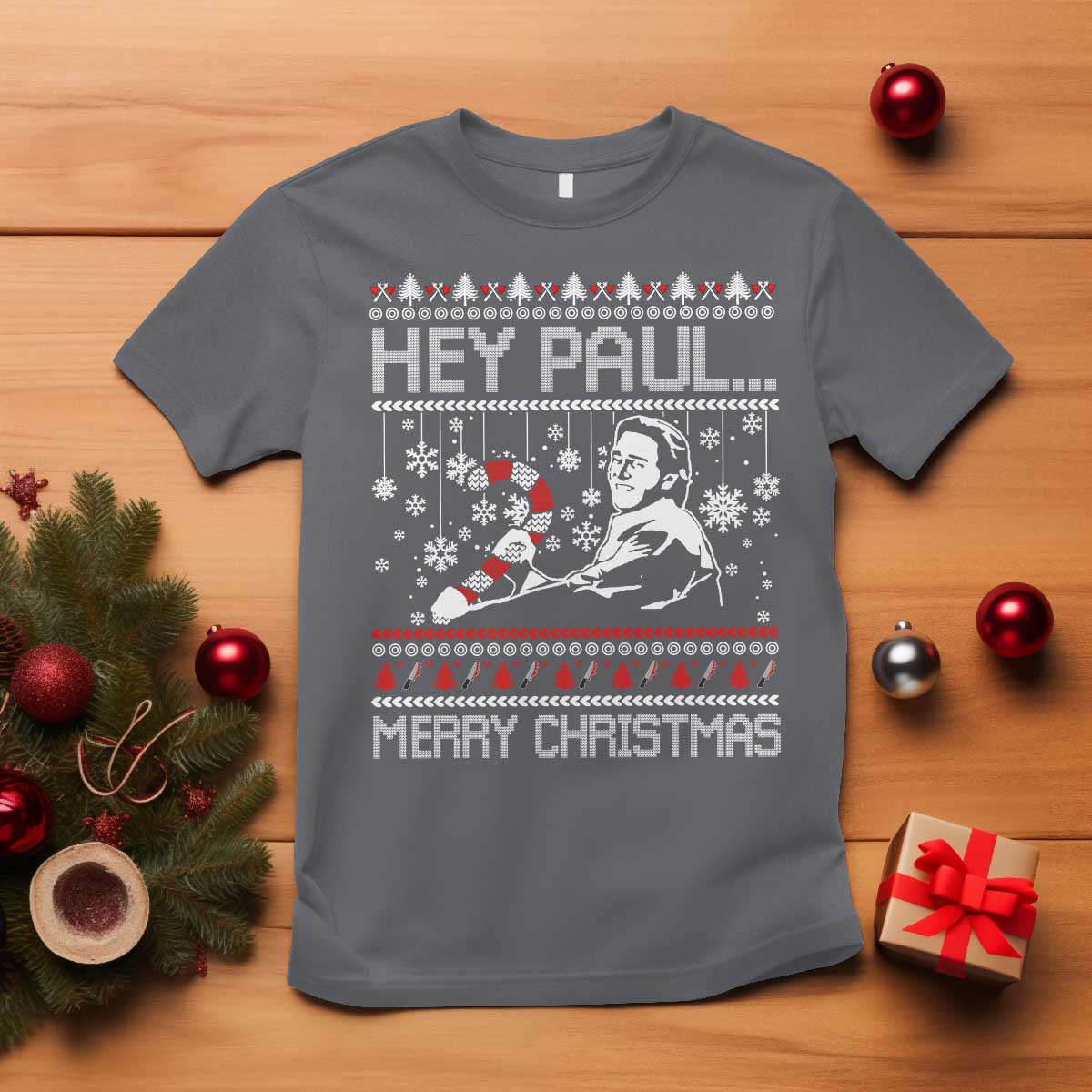 Funny Christmas Psycho T Shirt Hey Paul Merry Christmas Serrial Killer Movie - Wonder Print Shop