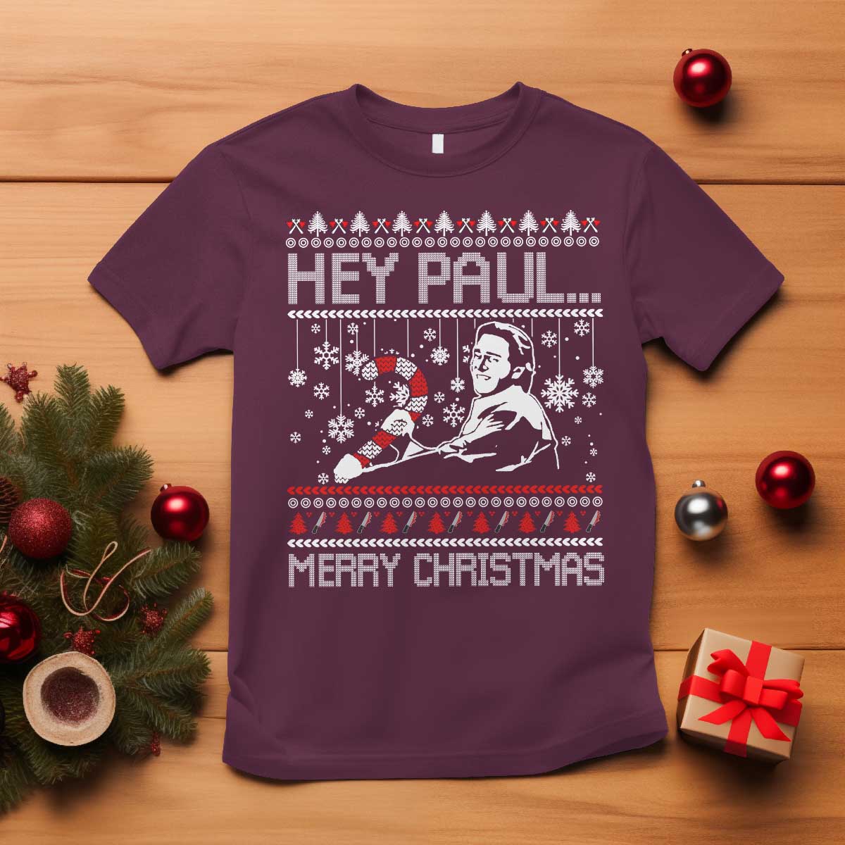Funny Christmas Psycho T Shirt Hey Paul Merry Christmas Serrial Killer Movie - Wonder Print Shop