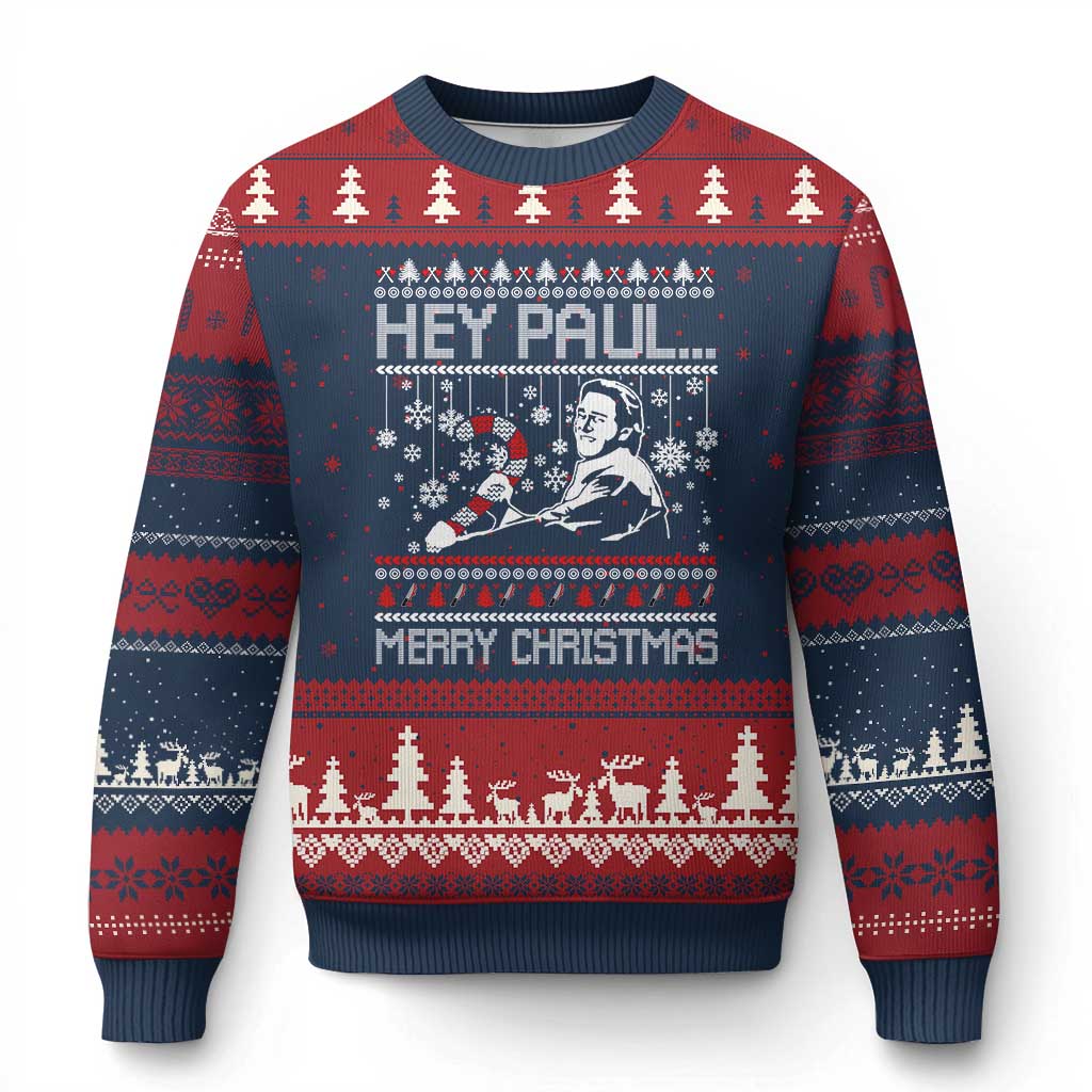 Funny Xmas Psycho Ugly Christmas Sweater Hey Paul Merry Xmas Serrial Killer Movie - Wonder Print Shop