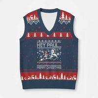 Funny Xmas Psycho V-Neck Knit Sweater Vest Hey Paul Merry Xmas Serrial Killer Movie - Wonder Print Shop