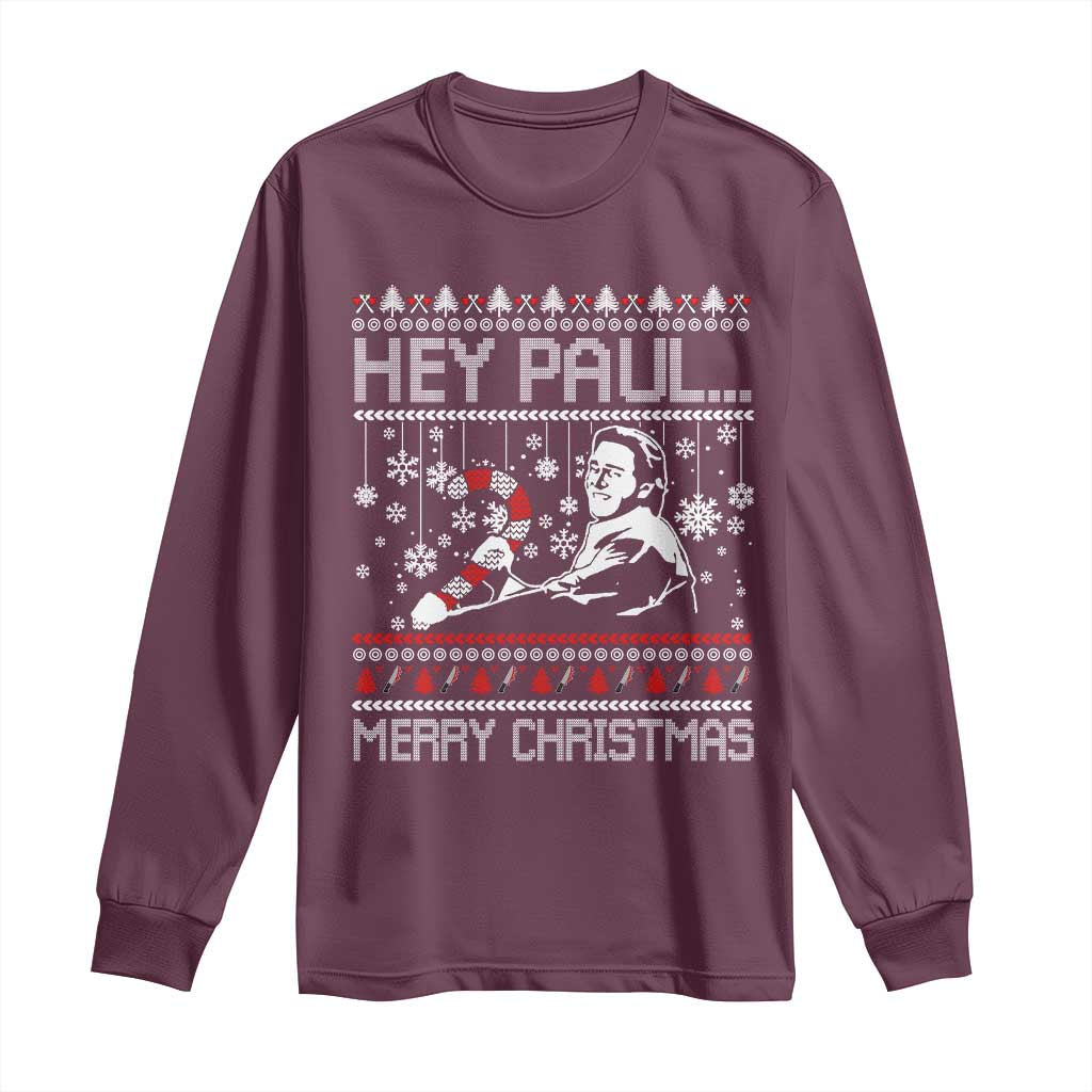 Funny Christmas Psycho Long Sleeve Shirt Hey Paul Merry Christmas Serrial Killer Movie - Wonder Print Shop