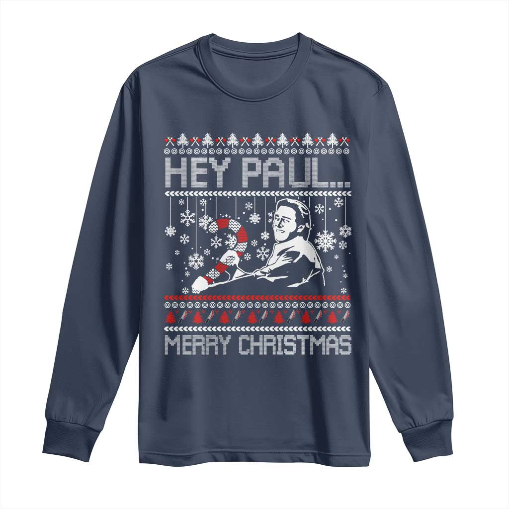 Funny Christmas Psycho Long Sleeve Shirt Hey Paul Merry Christmas Serrial Killer Movie - Wonder Print Shop
