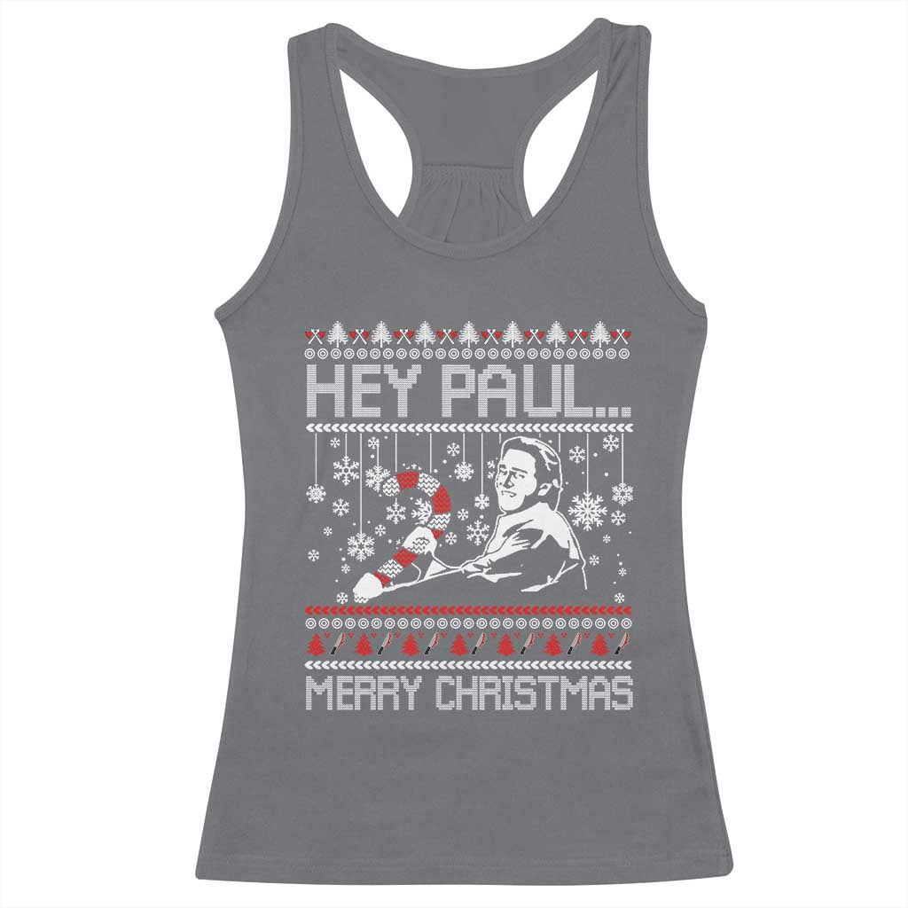 Funny Christmas Psycho Racerback Tank Top Hey Paul Merry Christmas Serrial Killer Movie - Wonder Print Shop