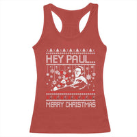 Funny Christmas Psycho Racerback Tank Top Hey Paul Merry Christmas Serrial Killer Movie - Wonder Print Shop
