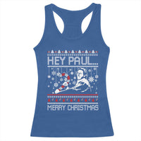 Funny Christmas Psycho Racerback Tank Top Hey Paul Merry Christmas Serrial Killer Movie - Wonder Print Shop