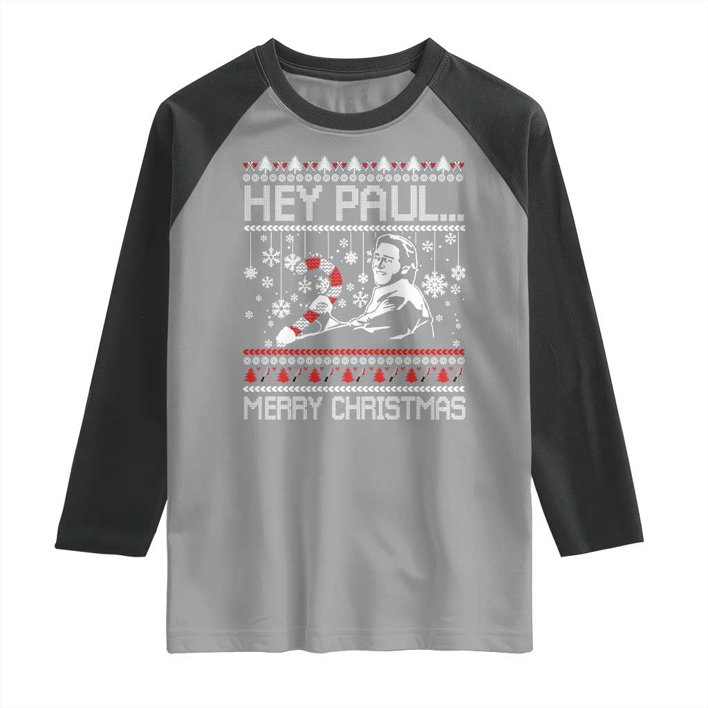 Funny Christmas Psycho Raglan Shirt Hey Paul Merry Christmas Serrial Killer Movie - Wonder Print Shop