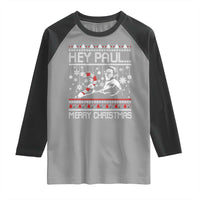 Funny Christmas Psycho Raglan Shirt Hey Paul Merry Christmas Serrial Killer Movie - Wonder Print Shop