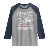 Funny Christmas Psycho Raglan Shirt Hey Paul Merry Christmas Serrial Killer Movie - Wonder Print Shop
