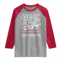 Funny Christmas Psycho Raglan Shirt Hey Paul Merry Christmas Serrial Killer Movie - Wonder Print Shop