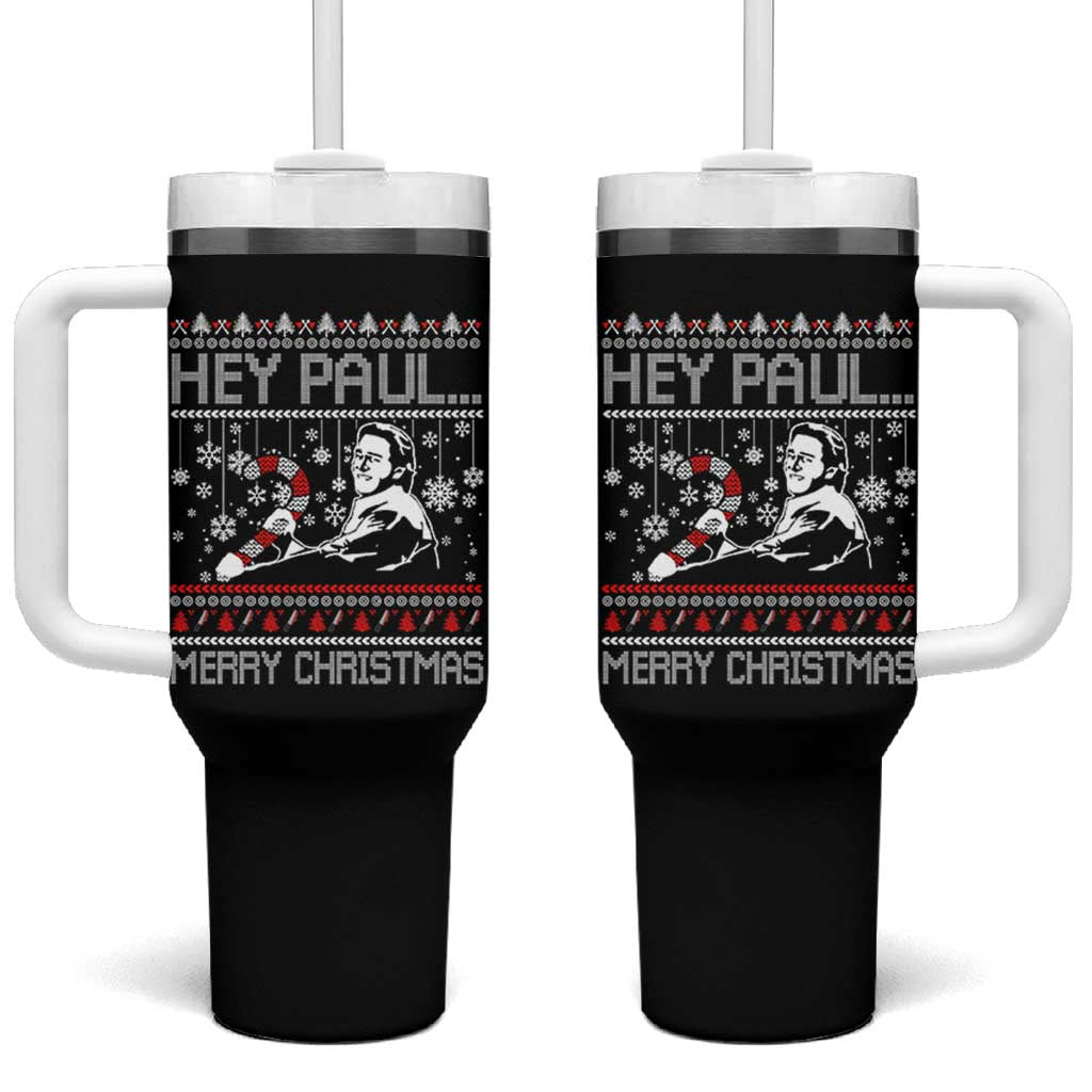 Funny Christmas Psycho Tumbler With Handle Hey Paul Merry Christmas Serrial Killer Movie - Wonder Print Shop