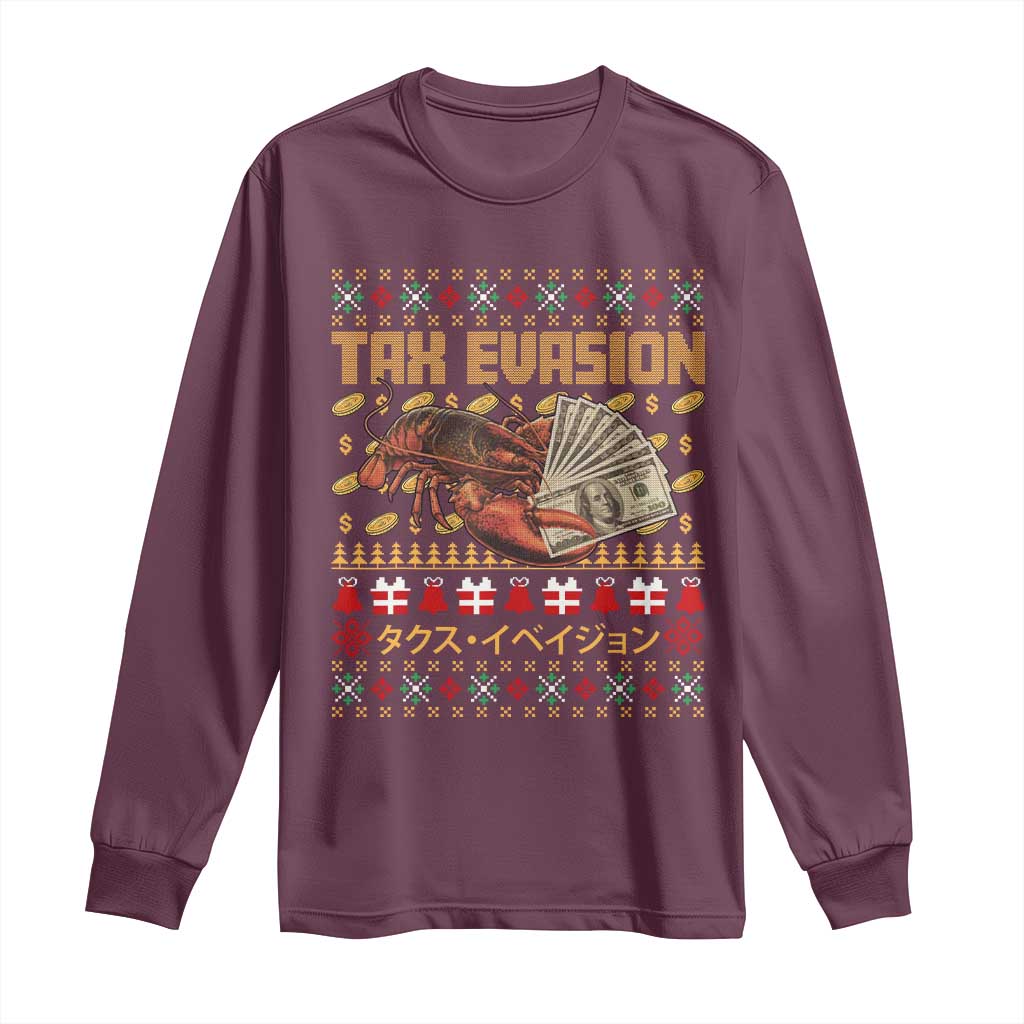 Tax Evasion Lobster Christmas Long Sleeve Shirt Funny Sarcasm Oddly Specific Meme - Wonder Print Shop