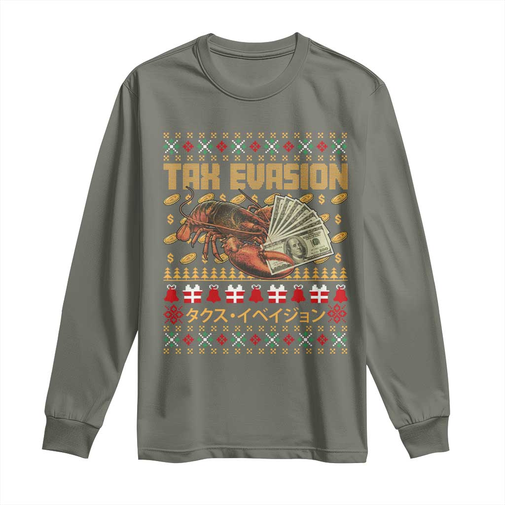Tax Evasion Lobster Christmas Long Sleeve Shirt Funny Sarcasm Oddly Specific Meme - Wonder Print Shop