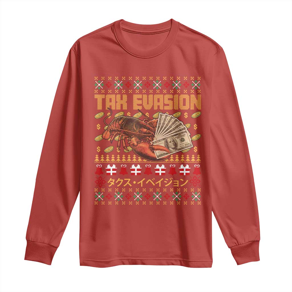 Tax Evasion Lobster Christmas Long Sleeve Shirt Funny Sarcasm Oddly Specific Meme - Wonder Print Shop