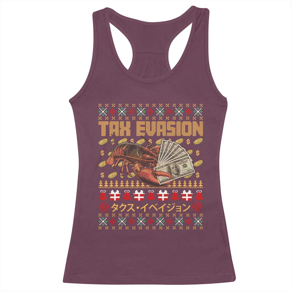 Tax Evasion Lobster Christmas Racerback Tank Top Funny Sarcasm Oddly Specific Meme - Wonder Print Shop