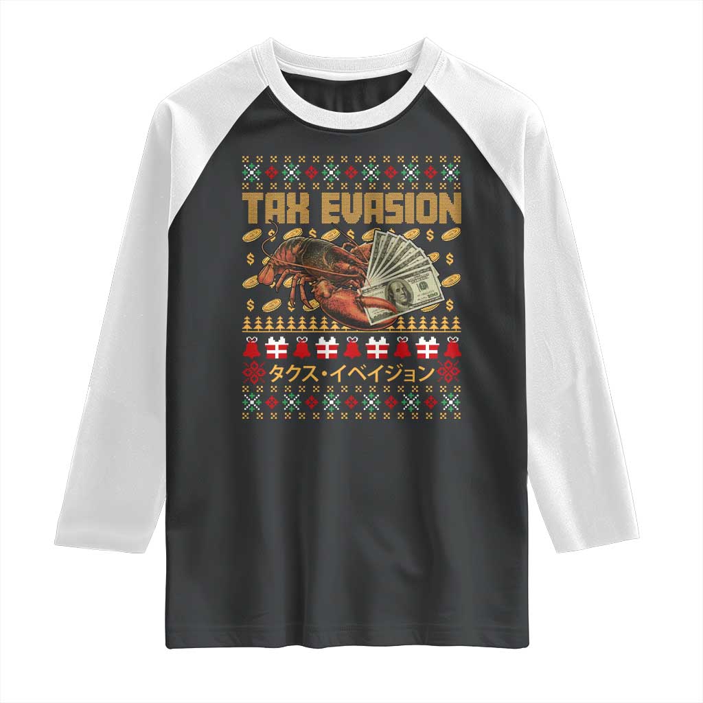 Tax Evasion Lobster Christmas Raglan Shirt Funny Sarcasm Oddly Specific Meme - Wonder Print Shop