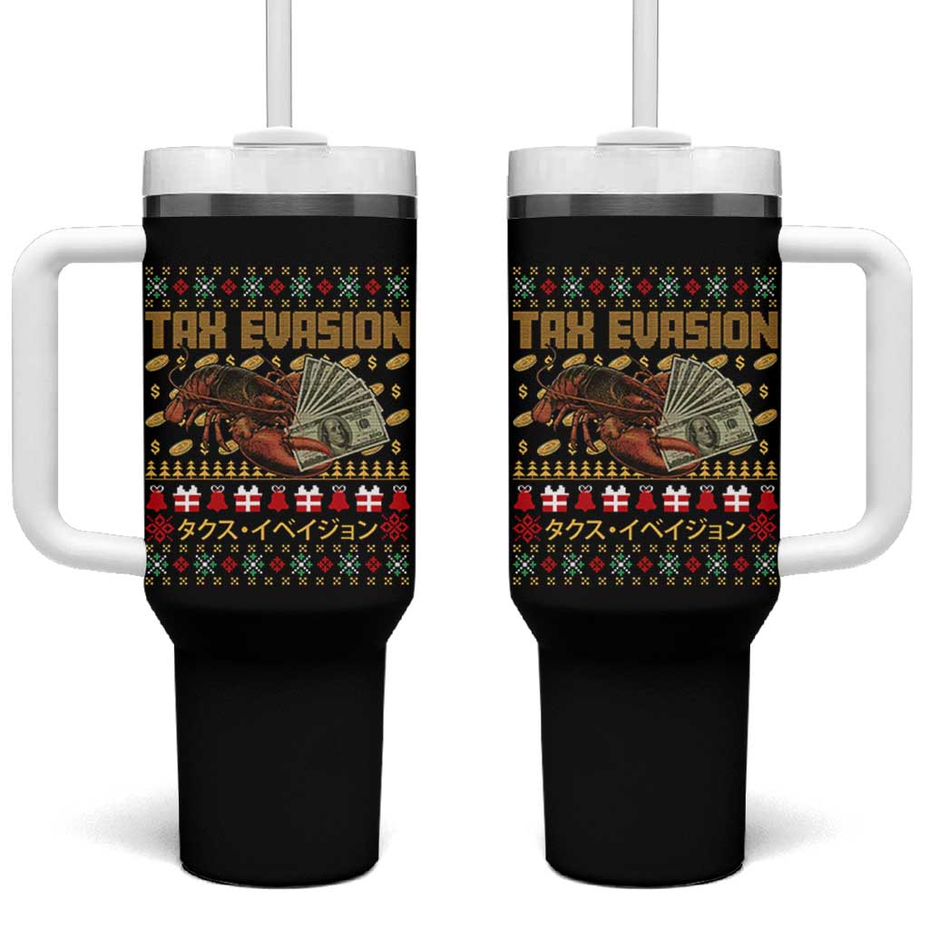 Tax Evasion Lobster Christmas Tumbler With Handle Funny Sarcasm Oddly Specific Meme - Wonder Print Shop