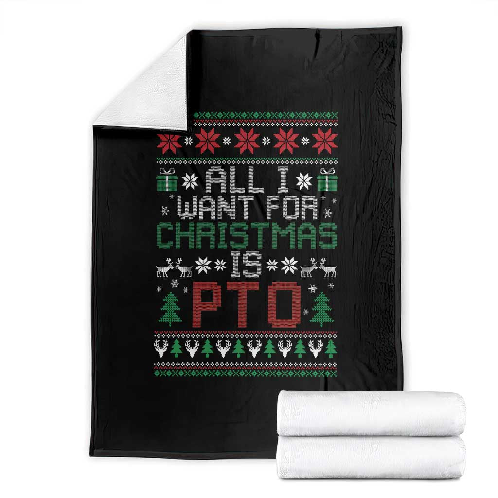 All I Want For Christmas Is PTO Throw Blanket Funny Office Xmas Holiday Work - Wonder Print Shop