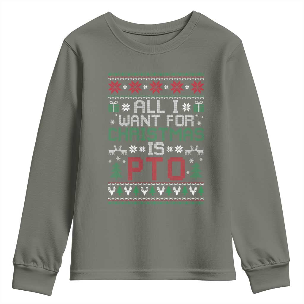 All I Want For Christmas Is PTO Youth Sweatshirt Funny Office Xmas Holiday Work - Wonder Print Shop