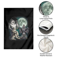 Funny Three Alpha Wolf Howling Moon Garden Flag Weird Cringe Werewolf Meme - Wonder Print Shop