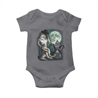 Funny Three Alpha Wolf Howling Moon Baby Onesie Weird Cringe Werewolf Meme - Wonder Print Shop