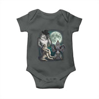 Funny Three Alpha Wolf Howling Moon Baby Onesie Weird Cringe Werewolf Meme - Wonder Print Shop