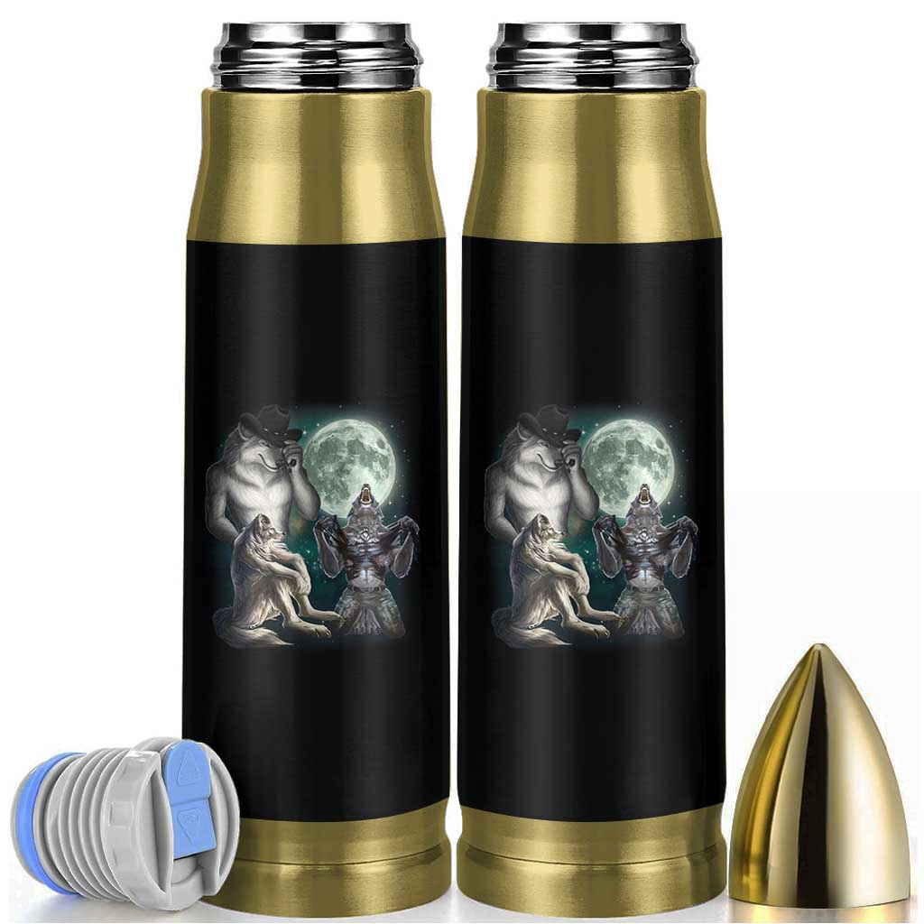 Funny Three Alpha Wolf Howling Moon Bullet Tumbler Weird Cringe Werewolf Meme - Wonder Print Shop