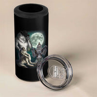Funny Three Alpha Wolf Howling Moon 4 in 1 Can Cooler Tumbler Weird Cringe Werewolf Meme - Wonder Print Shop