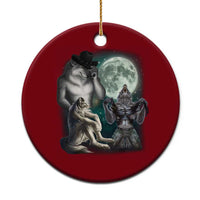 Funny Three Alpha Wolf Howling Moon Ceramic Ornament Weird Cringe Werewolf Meme - Wonder Print Shop