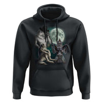 Funny Three Alpha Wolf Howling Moon Hoodie Weird Cringe Werewolf Meme - Wonder Print Shop
