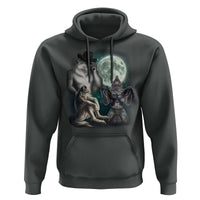 Funny Three Alpha Wolf Howling Moon Hoodie Weird Cringe Werewolf Meme - Wonder Print Shop
