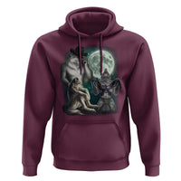 Funny Three Alpha Wolf Howling Moon Hoodie Weird Cringe Werewolf Meme - Wonder Print Shop