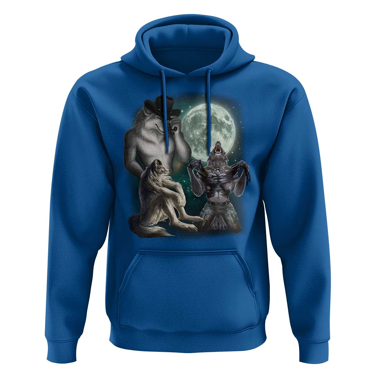 Funny Three Alpha Wolf Howling Moon Hoodie Weird Cringe Werewolf Meme - Wonder Print Shop