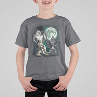 Funny Three Alpha Wolf Howling Moon T Shirt For Kid Weird Cringe Werewolf Meme - Wonder Print Shop