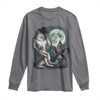 Funny Three Alpha Wolf Howling Moon Long Sleeve Shirt Weird Cringe Werewolf Meme - Wonder Print Shop