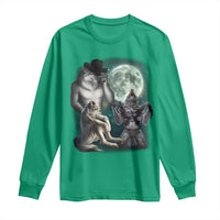 Funny Three Alpha Wolf Howling Moon Long Sleeve Shirt Weird Cringe Werewolf Meme - Wonder Print Shop