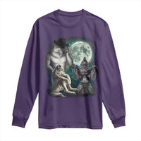 Funny Three Alpha Wolf Howling Moon Long Sleeve Shirt Weird Cringe Werewolf Meme - Wonder Print Shop