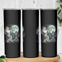 Funny Three Alpha Wolf Howling Moon Skinny Tumbler Weird Cringe Werewolf Meme - Wonder Print Shop