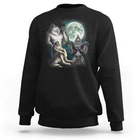 Funny Three Alpha Wolf Howling Moon Sweatshirt Weird Cringe Werewolf Meme - Wonder Print Shop