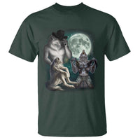 Funny Three Alpha Wolf Howling Moon T Shirt Weird Cringe Werewolf Meme - Wonder Print Shop