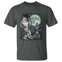 Funny Three Alpha Wolf Howling Moon T Shirt Weird Cringe Werewolf Meme - Wonder Print Shop
