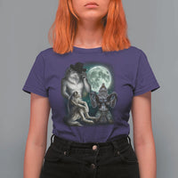 Funny Three Alpha Wolf Howling Moon T Shirt For Women Weird Cringe Werewolf Meme - Wonder Print Shop