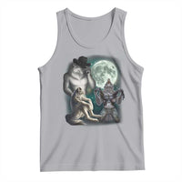 Funny Three Alpha Wolf Howling Moon Tank Top Weird Cringe Werewolf Meme - Wonder Print Shop