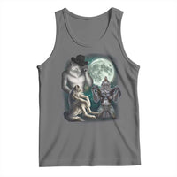 Funny Three Alpha Wolf Howling Moon Tank Top Weird Cringe Werewolf Meme - Wonder Print Shop