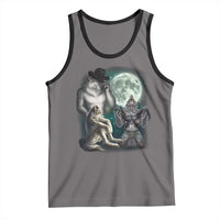 Funny Three Alpha Wolf Howling Moon Tank Top Weird Cringe Werewolf Meme - Wonder Print Shop