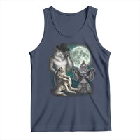 Funny Three Alpha Wolf Howling Moon Tank Top Weird Cringe Werewolf Meme - Wonder Print Shop