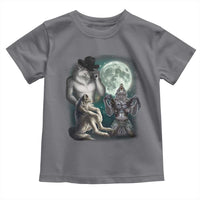 Funny Three Alpha Wolf Howling Moon Toddler T Shirt Weird Cringe Werewolf Meme - Wonder Print Shop